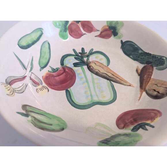 Vintage Hand Painted Ceramic Salad Serving Platter Veggie Relief Japan 11.5" - Picture 6 of 8